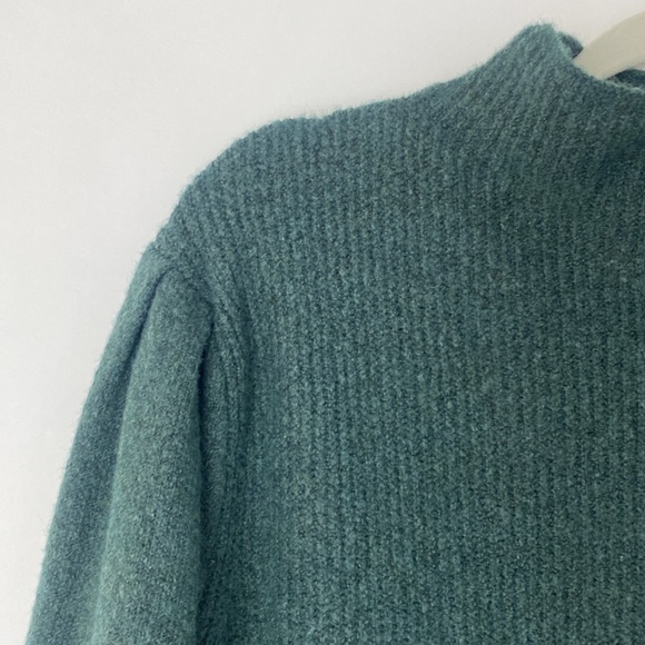 August Sky Forrest Green Mock Neck Balloon Sleeve Sweater Dress Size Large NWOT - Picture 8 of 14